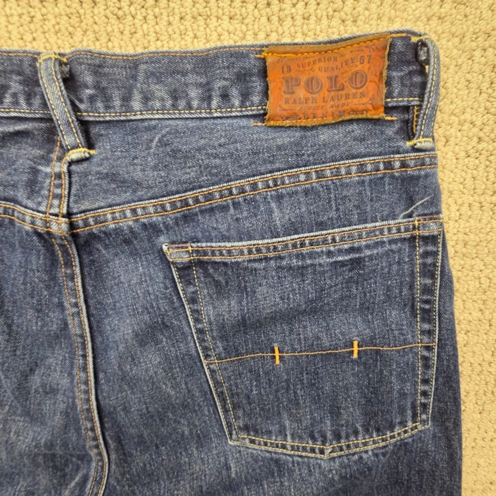 Polo Ralph Lauren Vintage 67 Slim Straight Jeans Blue Mens 35x30 (38x31)